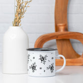 Black Floral Farmhouse Steel Camp Mug 10 oz.